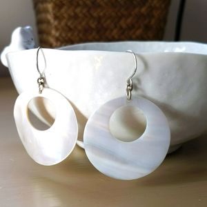 White Shell Dangle Earrings
